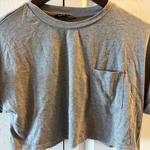 SHEIN Heather Gray Crop Top with Pocket